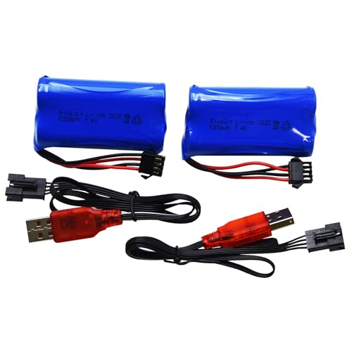 Blomiky 2 Pack 7.4V 1200mAh Li-ion with SM-4P Plug Rechargeable Battery Suitable for Some King RC Crawler Trucks / 2837