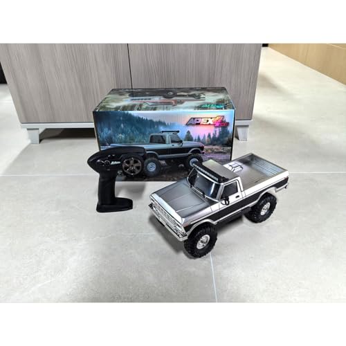 1/16 Scale RC Pickup Crawler for Adults, 2.4GHz Full-Proportional Off-Road Vehicle Model, 4WD Metal Chassis Remote Control Truck with LED Lights, USB Rechargeable (Grey) - color: Grey