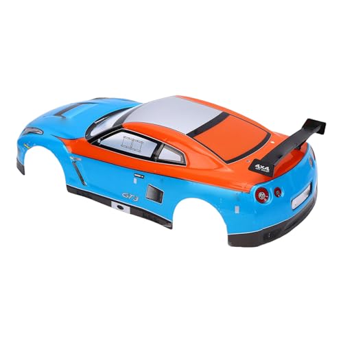 1/10 Scale RC Car Body Shell, Clear Polycarbonate 1.0mm Body with Rear Wing for 26cm Wheelbase Touring Cars (Blue Orange) - color: Blue Orange