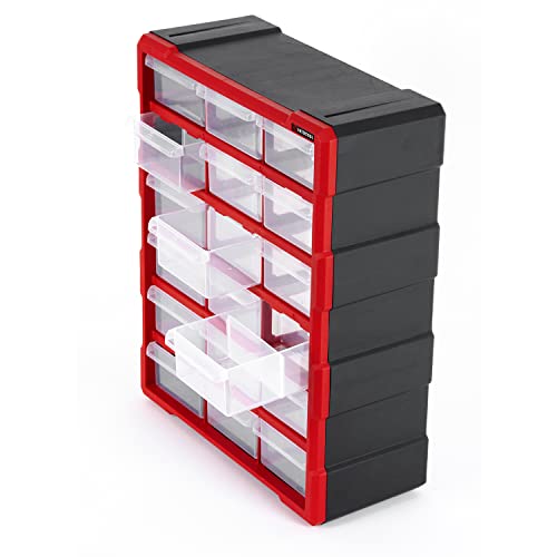 Small Parts Organizer for Hardware & Screws | 18 Removable Bins with Dividers | Wall Mount or Desktop Craft & Lego Storage Cabinet | 19” x 15” x 7” BX08-4019 - style: 18 Drawers