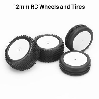 1/10 RC Car Tires and Wheels, daitoku 12mm Hex 1/10 RC Off Road Racing Tires and Wheels Rims for 1/10 Serpent Spyder SRX2 SRX4 XRAY XB2 Tekno EB410 yokomo yz4 Tamiya TD4 TT-02B DF-02