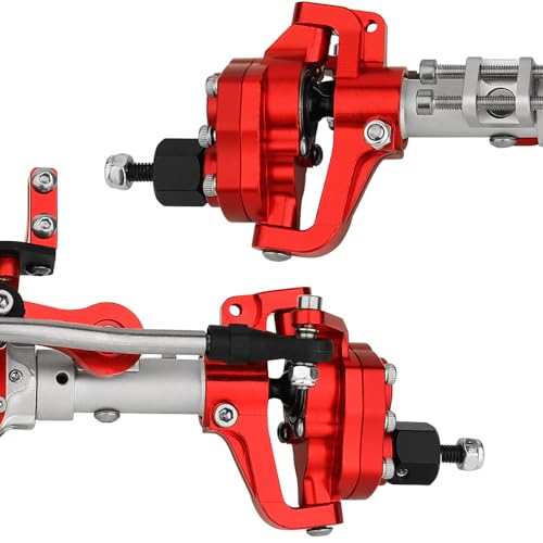 CNC Anodized Complete Front & Rear Portal Axle for 1/10 RC Crawler Car Axial SCX10 II Deadbolt 90046 90047 SCX10 90028 90027 Metal Upgrade Parts (Silver-red-1) - color: Silver-red-1