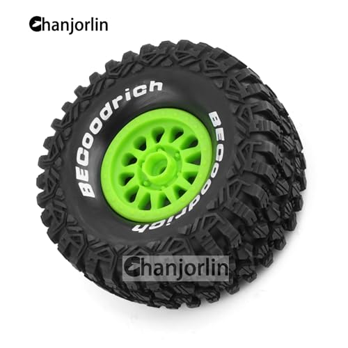 1/7 RC Short Course Truck Tires with Foam Insert and Wheels 17mm Hex OD 135mm 1/8 All Terrain Off Road Tyres for 1:7 RC Buggy Monster Truck Car TRAXXAS UDR 85086-4 4PCS (Green) - color: Green