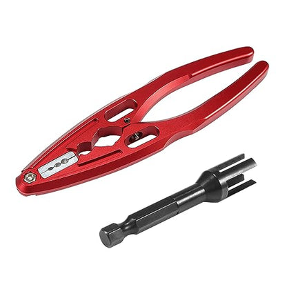AMK RC Tool Kit Link Rod Ends Assembly 6.35mm Hex Bit Linkages Ball Joint Installing Equipment Shock Clamp 1/10 Scale Accessories for Axial SCX10 TRX4 (Red+Black) - color: Red+black