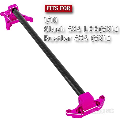 Carbon Fibre Chassis Brace Upgrades Part for 1/10 Rustler 4WD (VXL)/Slash 4X4 LCG(VXL),RC Aluminum Chassis Brace Kit Hops Up, Replace Part#6730,Pink - color: Pink - (Chassis Brace)