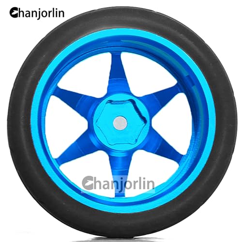 1/10 On Road Tires and Aluminum Wheels 12mm Hex RC Rally Racing Tyres OD 2.56" for Tamiya TT01 TT02 XV01 TA06 A959 PTG2 HPI KYOSHO PTG2 Traxxas 1:10 Street Touring Drift Car 4PCS (Blue) - color: Blue