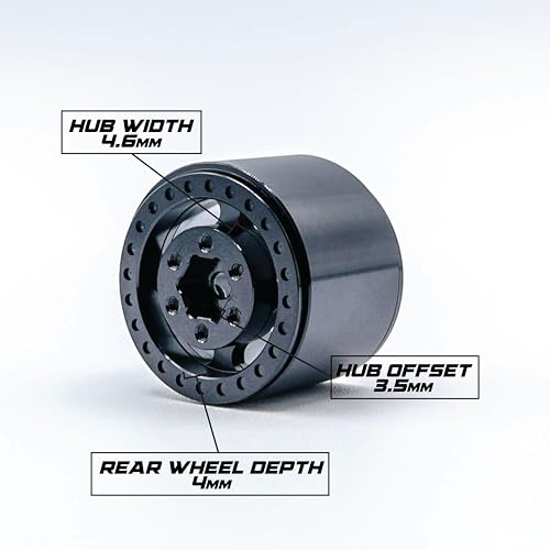 1UP Wheels 1.0" Island Ultra Wide Premium Wheels | Black | for Axial SCX24, AX24, Traxxas TRX4-M, Redcat Ascent-18, FMS FCX18, 7mm Hex Vehicles - Aluminum Beadlock Wheels - color: Black