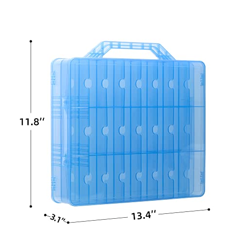 Double Sided Storage Case for 48 Cars, Matchbox Cars, Mini Toys, Small Dolls - Portable Transparent Case (Blue) - color: Blue-48