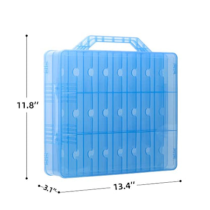 Double Sided Storage Case for 48 Cars, Matchbox Cars, Mini Toys, Small Dolls - Portable Transparent Case (Blue) - color: Blue-48