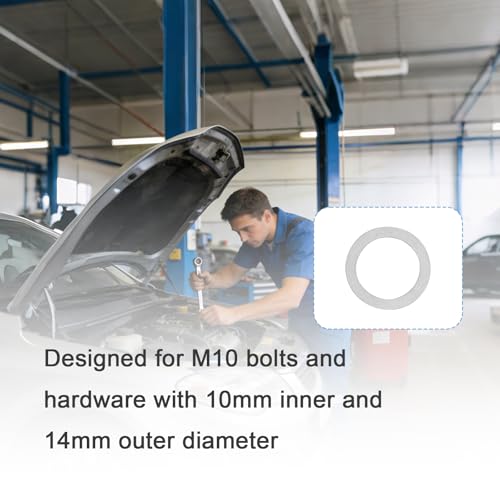 M10×14mm 304 Stainless Steel Shim Washers, 48-Piece Clearance Spacer Set | Four precision thicknesses, 0.1/0.2/0.3/0.5mm, for tolerance correction, shaft spacing and compact machinery assembly - size: M10x14