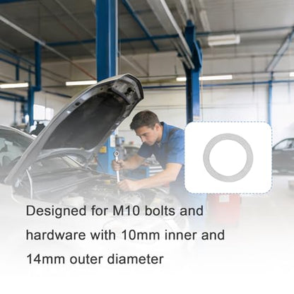 M10×14mm 304 Stainless Steel Shim Washers, 48-Piece Clearance Spacer Set | Four precision thicknesses, 0.1/0.2/0.3/0.5mm, for tolerance correction, shaft spacing and compact machinery assembly - size: M10x14