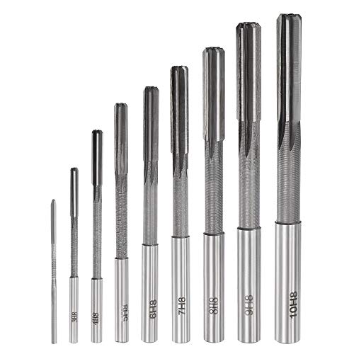 uxcell Chucking Reamer Set Lathe Machine Reamer Straight Flute Milling Cutter High Speed Steel H8 Tolerance (2mm 3mm 4mm 5mm 6mm 7mm 8mm 9mm 10mm) 9pcs - style: H8