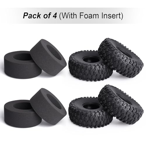 HobbyPark 4pcs RC 2.2" Crawler Tires Mud Terrain Super Grip Soft Height 144mm 5.67 inch fit 2.2 Beadlock Wheels Compatible with TRX4 Sport Redcat Everest 10 Axial RBX10 Ryft 4WD Capra 4WS w/Foam