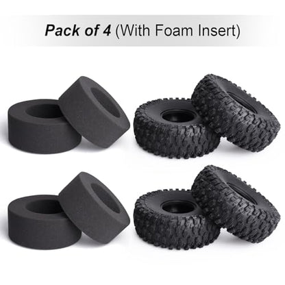 HobbyPark 4pcs RC 2.2" Crawler Tires Mud Terrain Super Grip Soft Height 144mm 5.67 inch fit 2.2 Beadlock Wheels Compatible with TRX4 Sport Redcat Everest 10 Axial RBX10 Ryft 4WD Capra 4WS w/Foam