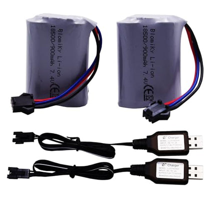 Blomiky 7.4V 900mAh SM-3P Plug Li-ion Rechargeable Battery and USB Cable Suitable for E341 G03082R Amphibous RC Cars / C82 and USB