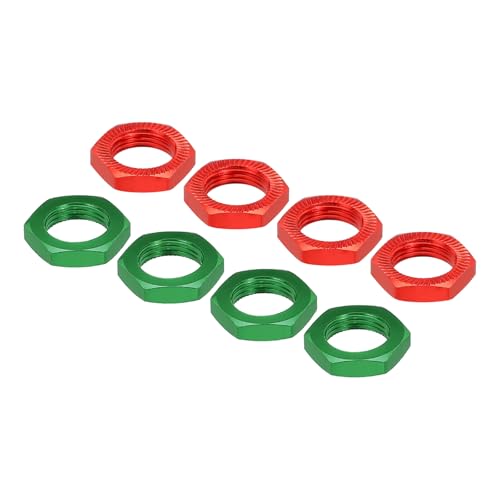 MECCANIXITY Aluminum 17mm RC Wheel Nut Thread M12x1.0mm Hex Wheel Nuts RC Wheel Nut for 1/8 RC Model Car Trucks Off Road Car Upgraded Parts Pack of 8(Red & Green) - color: Red & Green