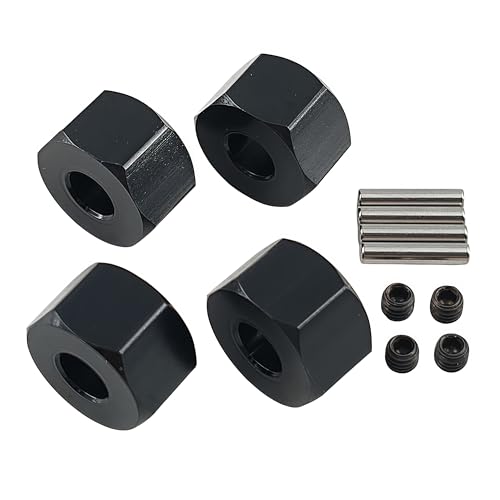 12mm Aluminum Wheel Hex Hub Adapter for 1/10 Mini Maxx RC Car (Black) | Alloy,3654,Upgrade Parts,CNC Machined,High Strength,Precision Fit,Wear Resistant,Easy Installation - color: Black
