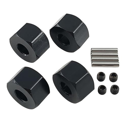 12mm Aluminum Wheel Hex Hub Adapter for 1/10 Mini Maxx RC Car (Black) | Alloy,3654,Upgrade Parts,CNC Machined,High Strength,Precision Fit,Wear Resistant,Easy Installation - color: Black