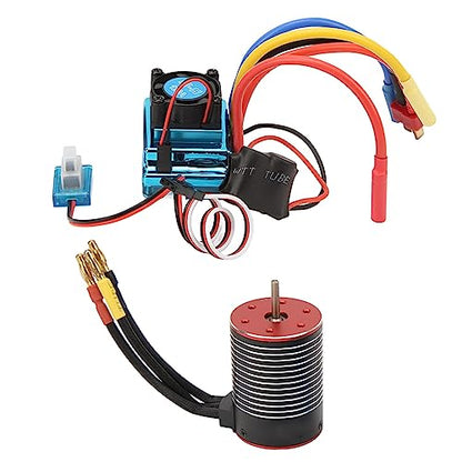 3650 Brushless Motor 120A ESC Combo, Professional Rotor Poles RC Brushless Motor ESC Set High Torsion for RC Car (5200KV)