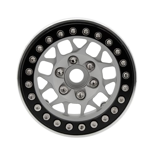 MEUS RACING 1.9 Beadlock Wheels Rims Deep-Dish Wheel for Axial SCX10 Traxxas TRX4 Vanquish VS4-10 Redcat Gen8 1/10 RC Crawler Upgrades (Style B, Silver) - color: Style B, Silver