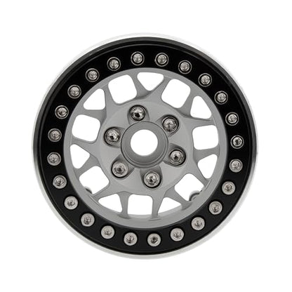 MEUS RACING 1.9 Beadlock Wheels Rims Deep-Dish Wheel for Axial SCX10 Traxxas TRX4 Vanquish VS4-10 Redcat Gen8 1/10 RC Crawler Upgrades (Style B, Silver) - color: Style B, Silver