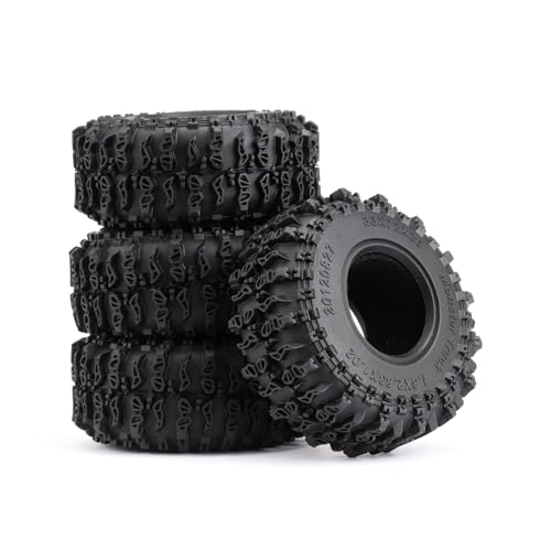 1.3" Wheel Tires Set, Beadlock Wheel Rims with Swamp Claw Mud Terrain Rubber Tires 70 * 27mm for 1/18 TRX4M 1/24 SCX24 FCX24 RC Crawler Car,Type E,Silver