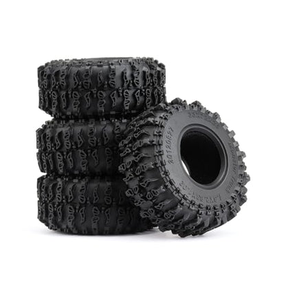 1.3" Wheel Tires Set, Beadlock Wheel Rims with Swamp Claw Mud Terrain Rubber Tires 70 * 27mm for 1/18 TRX4M 1/24 SCX24 FCX24 RC Crawler Car,Type E,Silver