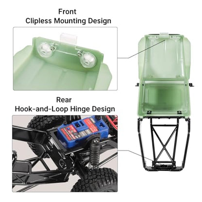 for TRX4M for Defender for Bronco 1/18 RC Crawler Car Upgrades Parts IR40 Hard Body Shell with Cage RC Car Parts(Green 1) - color: Green 1