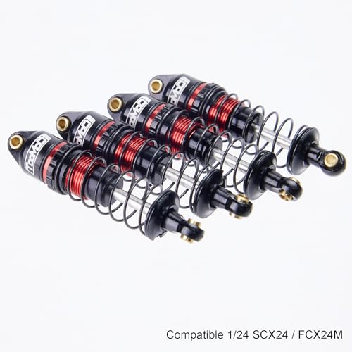 35MM Oil Shock Absorbers Upgrade Compatible with 1/24 RC Crawlers | Fits Axial SCX24 / FCX24 - Oil Damper Upgrade - Red - color: Black/Red