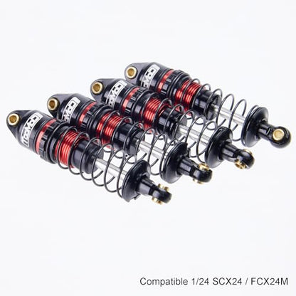 35MM Oil Shock Absorbers Upgrade Compatible with 1/24 RC Crawlers | Fits Axial SCX24 / FCX24 - Oil Damper Upgrade - Red - color: Black/Red