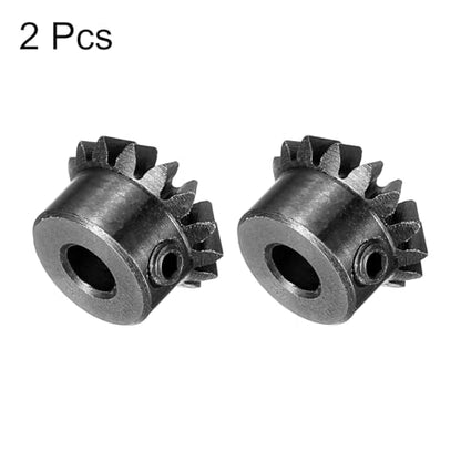 uxcell 2pcs Bevel Gear 0.8 Module 1:1 Reduction Rate 15T 4mm Hole Dia Bevel Pinion Gear 45# Steel, 45 Degree Steering Gear for Hardware Mechanical Rotation, Black - size: 4mm Bore