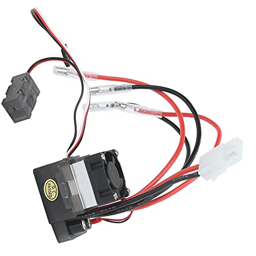 360A Waterproof Brushed ESC with Fan for 1/10 RC Crawler, Remote Return to Neutral Position, Off-Road Vehicles, 1.85x1.34x1.65in