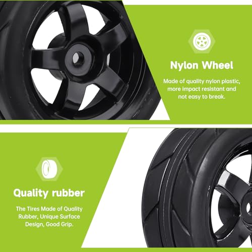 Pre-Glued OD 2.55" 12mm Hex Wheels Rims and Rubber Tires for Traxxas Tamiya HPI HSP Redcat RC 1/10 On Road Racing Car, Set of 4 (Color C) - color: Color C