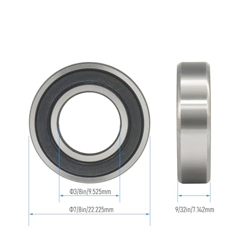 R6-2RS 20 PCS Deep Groove Ball Bearing ID 3/8"×OD 7/8"×Width 9/32" Double Black Rubber Sealed Ball Bearing Chrome Steel P0 Z2 Bearing for Industrial Machine and Mechanical Equipment - size: R6-2RS Size 3/8"×7/8"×9/32"