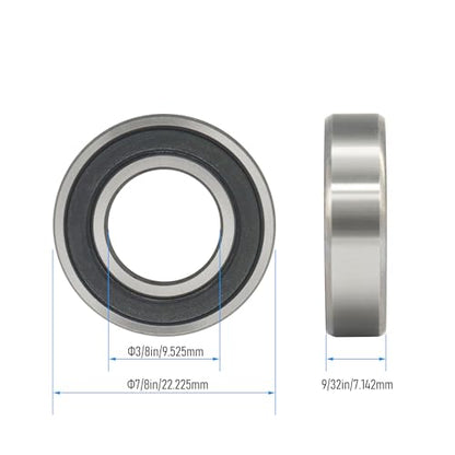 R6-2RS 20 PCS Deep Groove Ball Bearing ID 3/8"×OD 7/8"×Width 9/32" Double Black Rubber Sealed Ball Bearing Chrome Steel P0 Z2 Bearing for Industrial Machine and Mechanical Equipment - size: R6-2RS Size 3/8"×7/8"×9/32"
