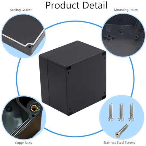 Junction box, Raculety Electrical Project Case Power Junction Box, Project Box Black (4.72"x4.72"x3.54") - color: Black, size: 4.72"x4.72"x3.54"
