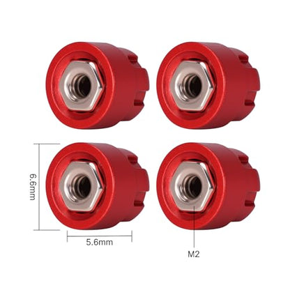 INJORA M2 Wheel Lock Nuts with Aluminum Cap for 1/24 RC Crawlers Upgrade(Red) - color: Red