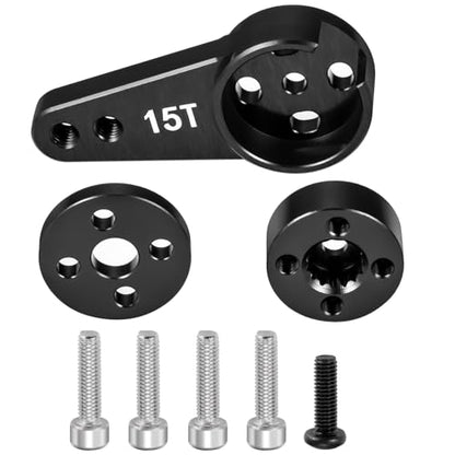 Adjustable Servo Horn 15T Aluminum Servo Arm Upgrade for 1/5 RC Buggy Truck Short Course Car (Black) - color: Black