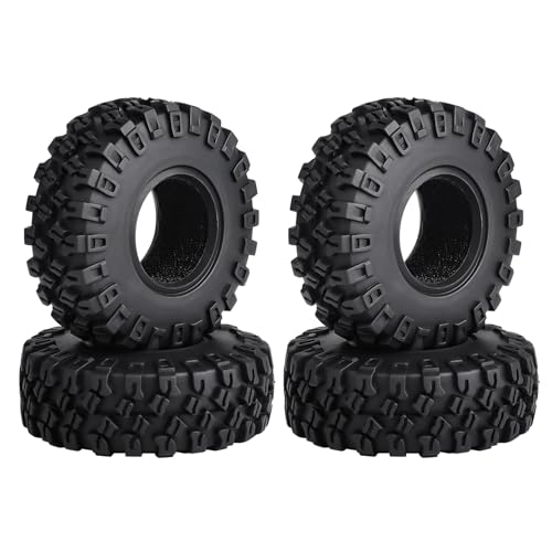 Hobbypark Soft Rubber SCX24 Tires 1.0 Rock Crawler for 1/18 TRX4M Axial SCX24 Gladiator Bronco C10 JLU Deadbolt B17 Betty 1/18 1/24 RC Crawler Car, 4PCS (52x20mm) - style: Type B