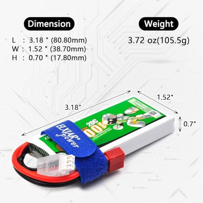 (2-Pack) 7.4V 2700mAh 20C Li-Po Battery for WLTOYS 12428, 12423, 12429 | 2S battery with T-Plug for compatible 1/12 RC cars; includes 2 balance chargers for convenient simultaneous charging.