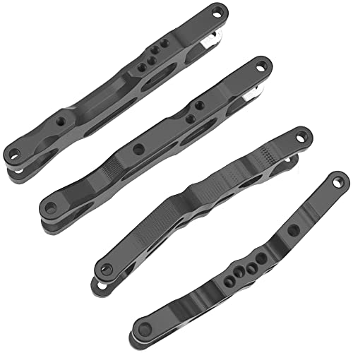 Metal Front & Rear Suspension Arms A-Arms Set Compatible with Losi 1/18 Mini-T 2.0 2WD Stadium RC Truck Hop-Up Parts (Black) - color: Black