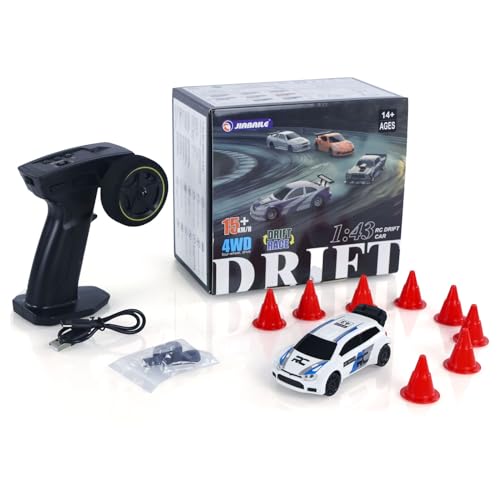 TOUCAN RC HOBBY 2.4G 1/43 High Speed Radio Controlled Racing Car RC Drift Vehicle 4WD RTR Mini Model Radio Battery for Gifts - color: White Blue