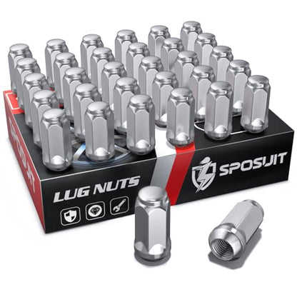 Sposuit M14x1.5 Lug Nuts - Replacement for 1999-2018 Chevrolet Silverado 2500, 2001-2024 Silverado 3500 - Closed End Chrome Lug Nut(32 Pcs) - color: Chrome, size: M14x1.5, style: 32 Pcs HexDrive