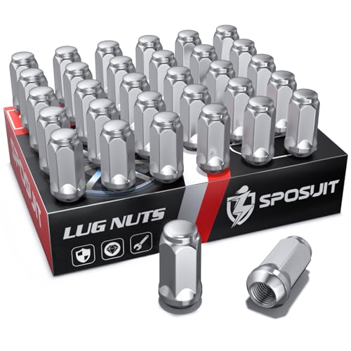 Sposuit M14x1.5 Lug Nuts - Replacement for 1999-2018 Chevrolet Silverado 2500, 2001-2024 Silverado 3500 - Closed End Chrome Lug Nut(32 Pcs) - color: Chrome, size: M14x1.5, style: 32 Pcs HexDrive