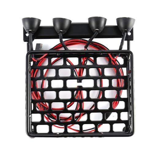 VERBANA 1/10 RC Crawler Car Metal 115X107Mm Luggage Carrier Roof Rack with Spotlights Kit Replacement for Tamiya CC01 CR01 D90 for Axial SCX10 1/10 RC Crawler Car Accessories