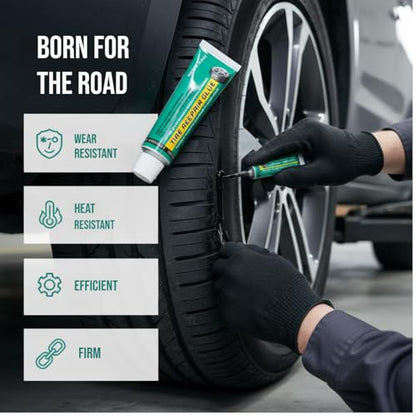 Tire Repair Glue | High Viscosity Wear-Resistant Rubber Cement for Sidewall Patches | Emergency Tire Repair Rubber Nail kit for Cars, Motorcycles | Black, High & Low Temperature Resistant 2 PCS