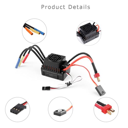 HUIOP Motor, Combo Set 3650 4300KV Motor 60 Brushless ESC 20kg Servo w/ 25T Servo Arm for 1/10 RC Car Truck Off-Road