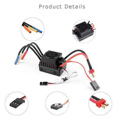 HUIOP Motor, Combo Set 3650 4300KV Motor 60 Brushless ESC 20kg Servo w/ 25T Servo Arm for 1/10 RC Car Truck Off-Road