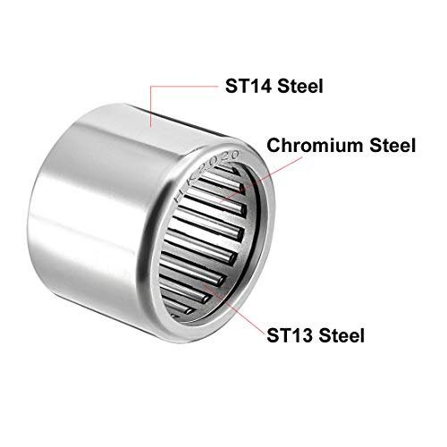 uxcell HK2020 Drawn Cup Needle Roller Bearings, Open End, 20mm Bore Dia, 26mm OD, 20mm Width (Pack of 10) - size: 20x26x20mm
