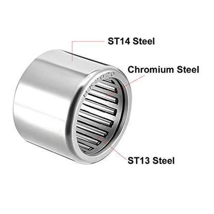 uxcell HK2020 Drawn Cup Needle Roller Bearings, Open End, 20mm Bore Dia, 26mm OD, 20mm Width (Pack of 10) - size: 20x26x20mm